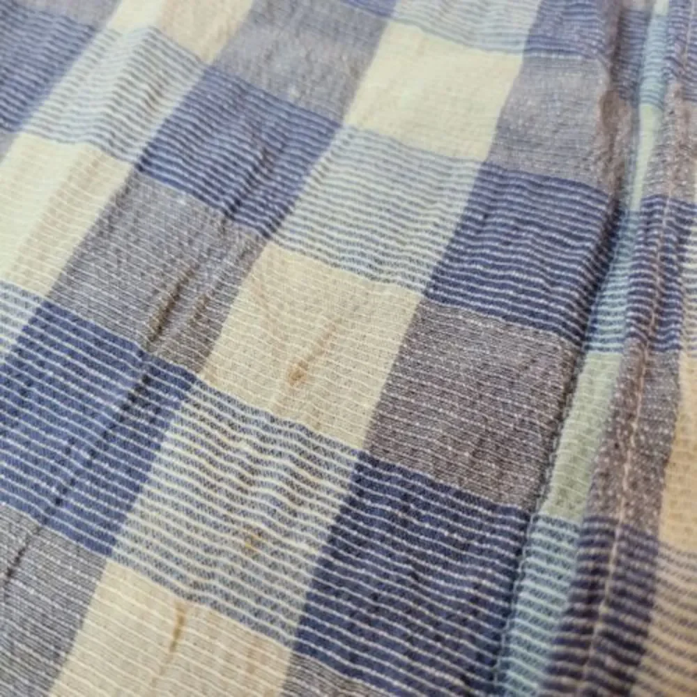 Canali Button Down Shirt Mens‎ XL Blue Plaid Good Cotton Linen Made in Italy